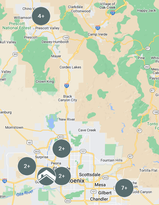 Map of Arizona communities from Woodside Homes Click to Explore